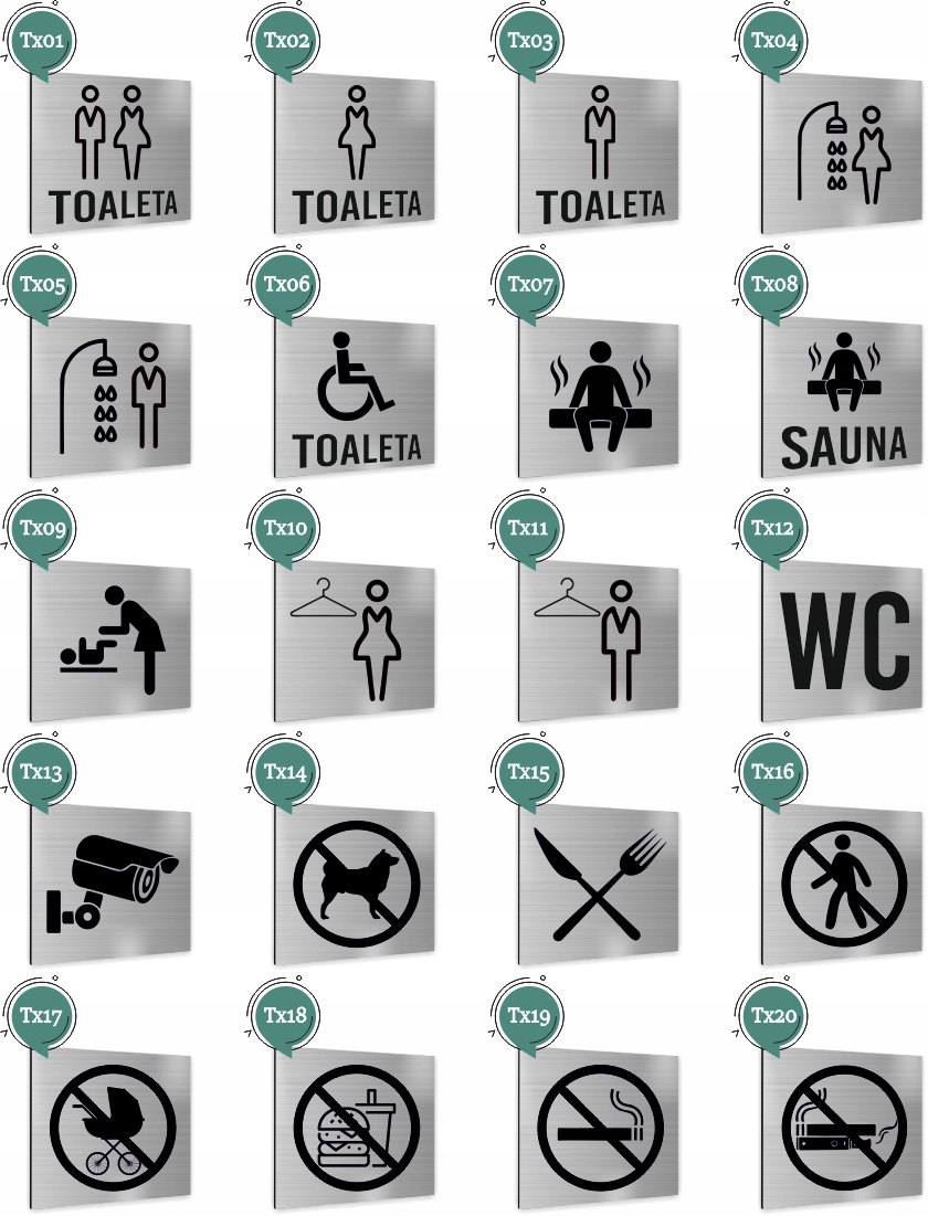 Tabliczka STRZAŁKA W GÓRĘ SREBRNA Tablica nierdzewna PIKTOGRAM ALUMINIUM