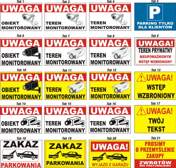 Miejsce parkingowe TABLICA PCV parking dla numer auta