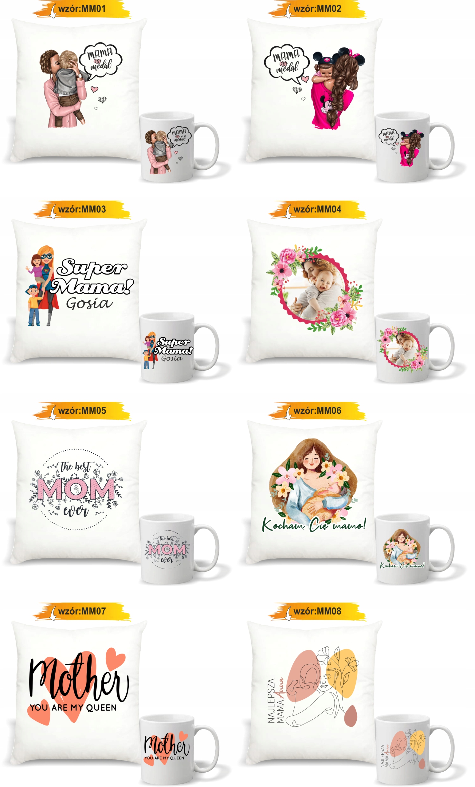 Zestaw prezentowy PODUSZKA + KUBEK nadruk DLA MAMY DZIEŃ MATKI IMIENINY