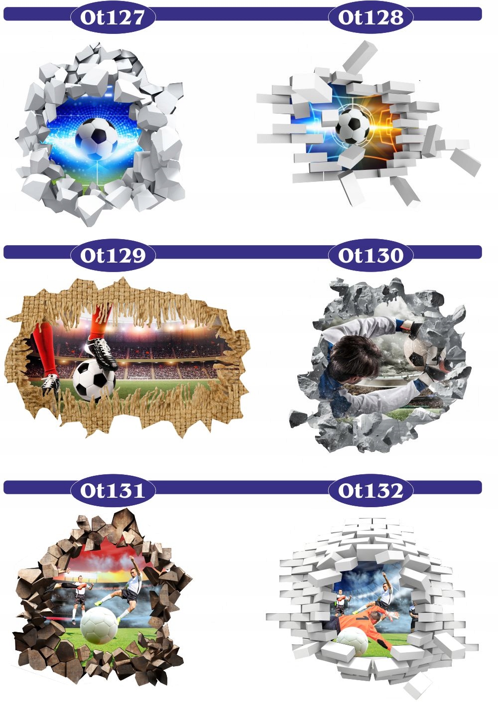 Naklejka samoprzylepna piłka nożna piłkarska 3D