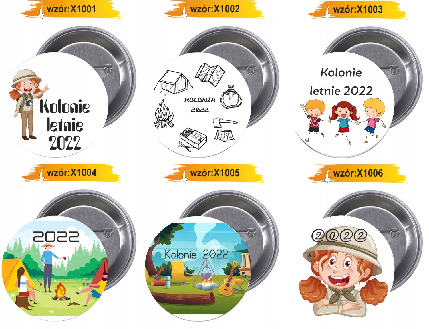 Przypinki buttony KOLONIE I PÓŁKOLONIE TANIO HIT