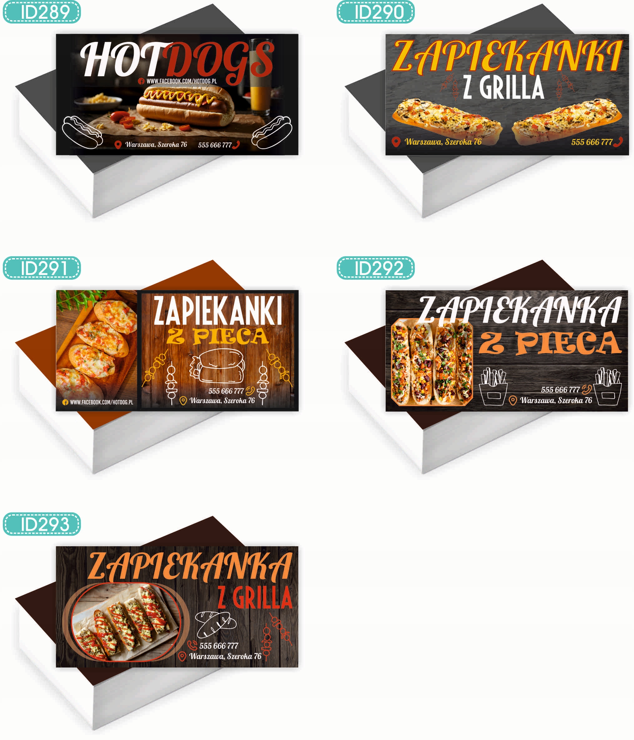 Wizytówki firmowe 200 szt RÓŻNE WZORY do wyboru BURGER CLASSIC