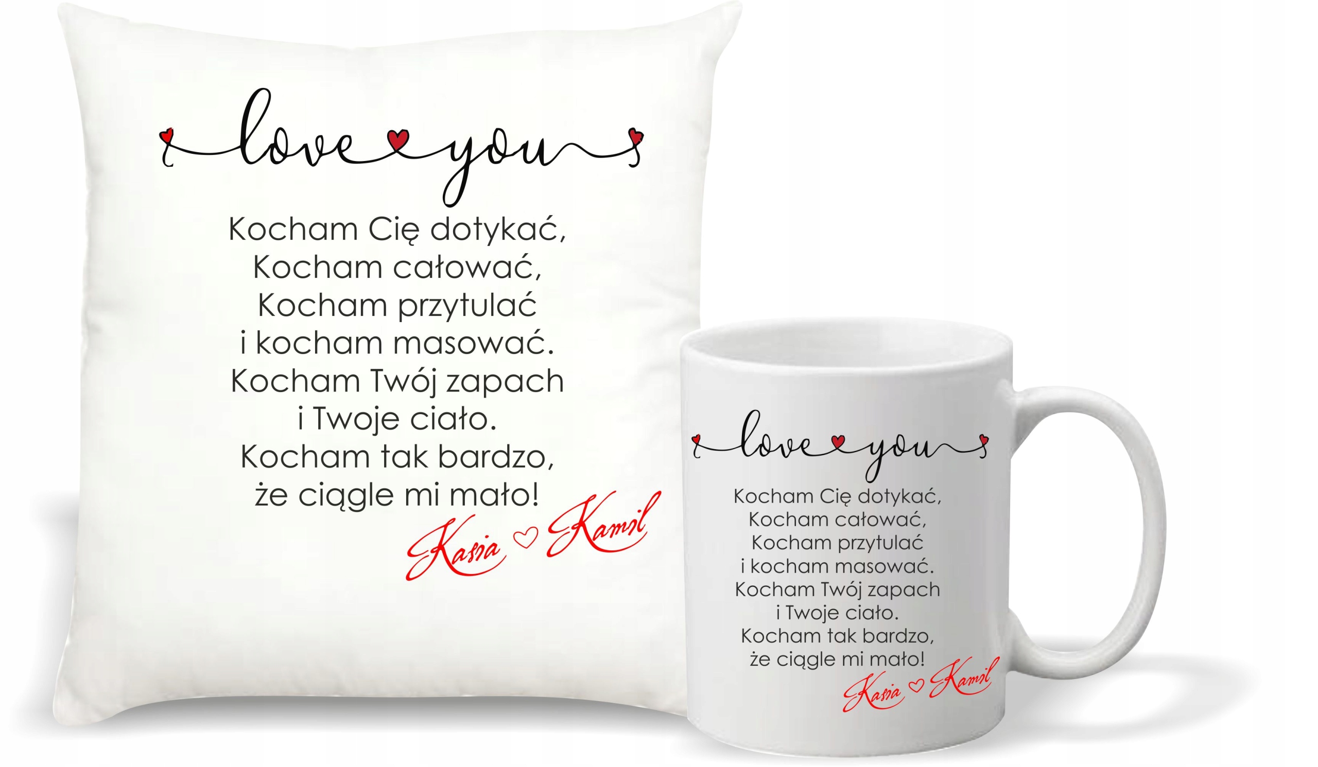 foto PODUSZKA KUBEK PREZENT na Walentynki z napis