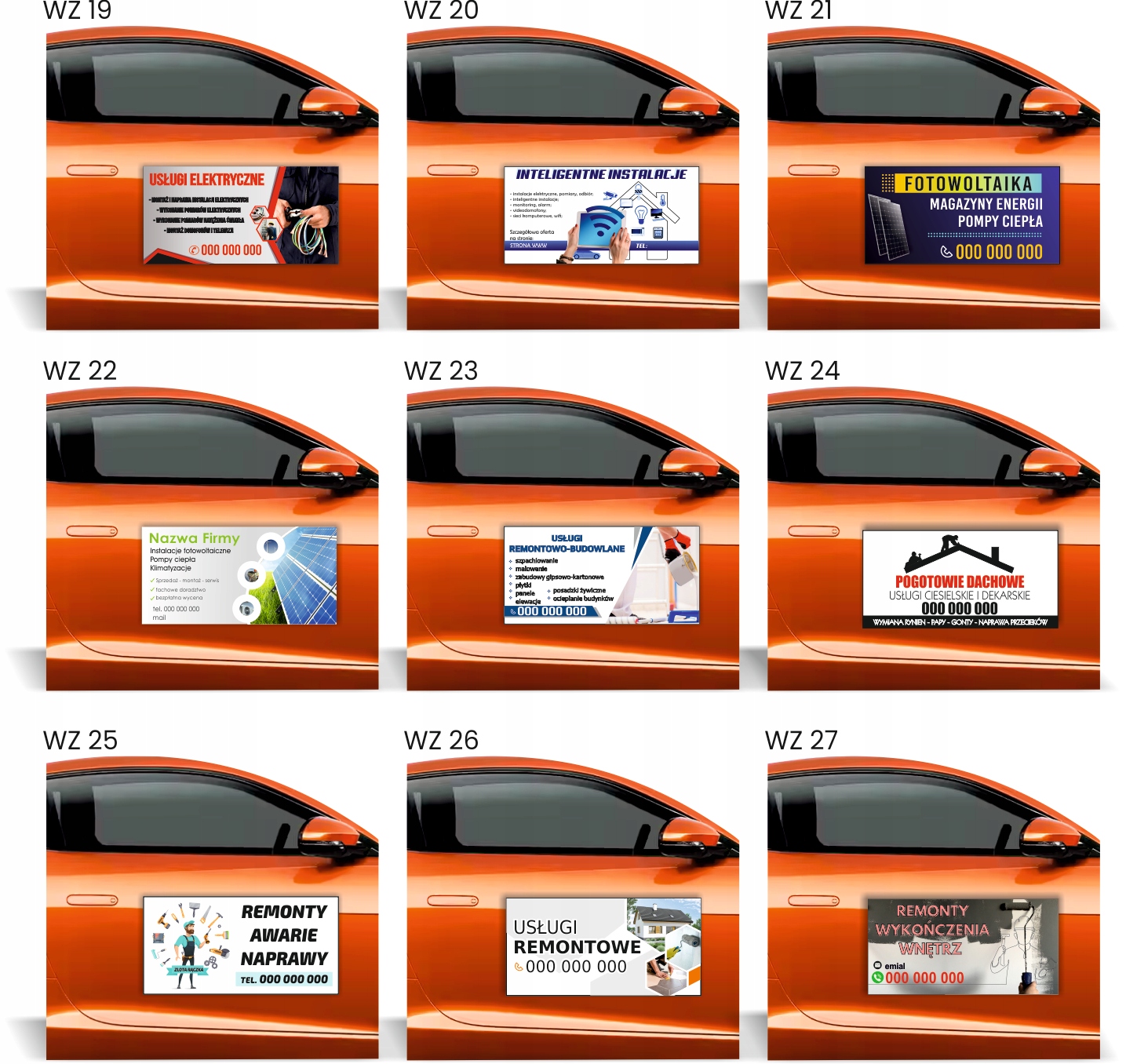 Magnes na samochód reklama magnetyczna GOTOWE WZORY OGRODZENIA BRAMY SIATKI