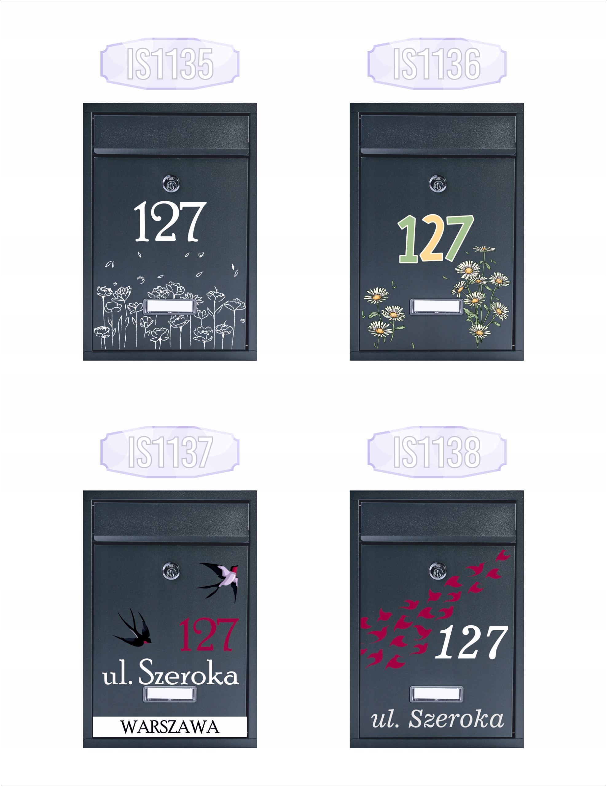 SKRZYNKA NA LISTY POCZTOWA stal z nadrukiem UV adres numer domu miejscowość