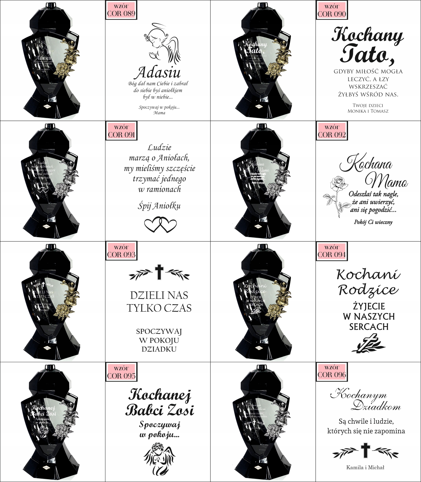 Znicz LUSTRO RÓŻA czarny z grawerem personalizowany DLA BABCI Z IMIENIEM