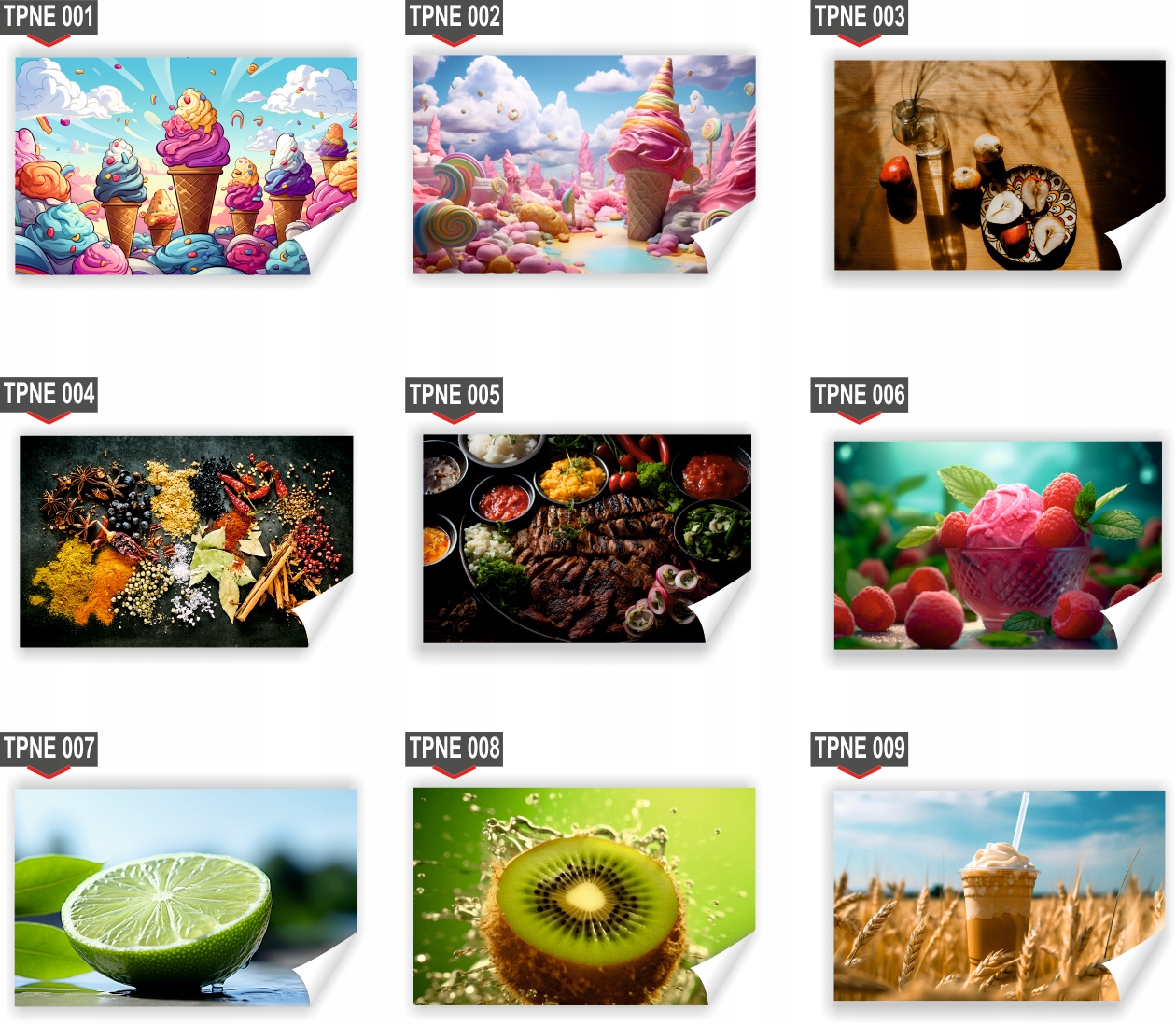 Fototapeta PREMIUM STRUKTURA ZMYWALANA lody otoczone chmurami i cukierkami