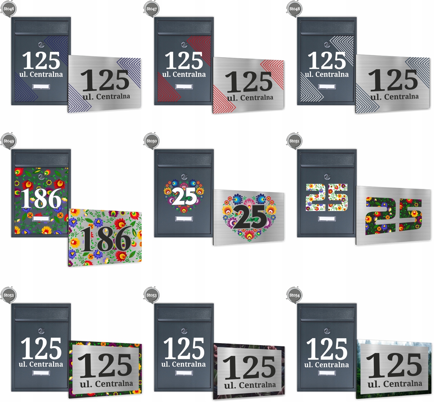 Skrzynka Pocztowa na listy z nadrukiem Numeru domu + Tablica adresowa ALU