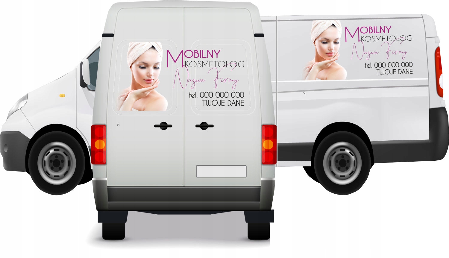 Reklamowa Naklejka na samochód MOBILNY KOSMETOLOG TWOJE LOGO