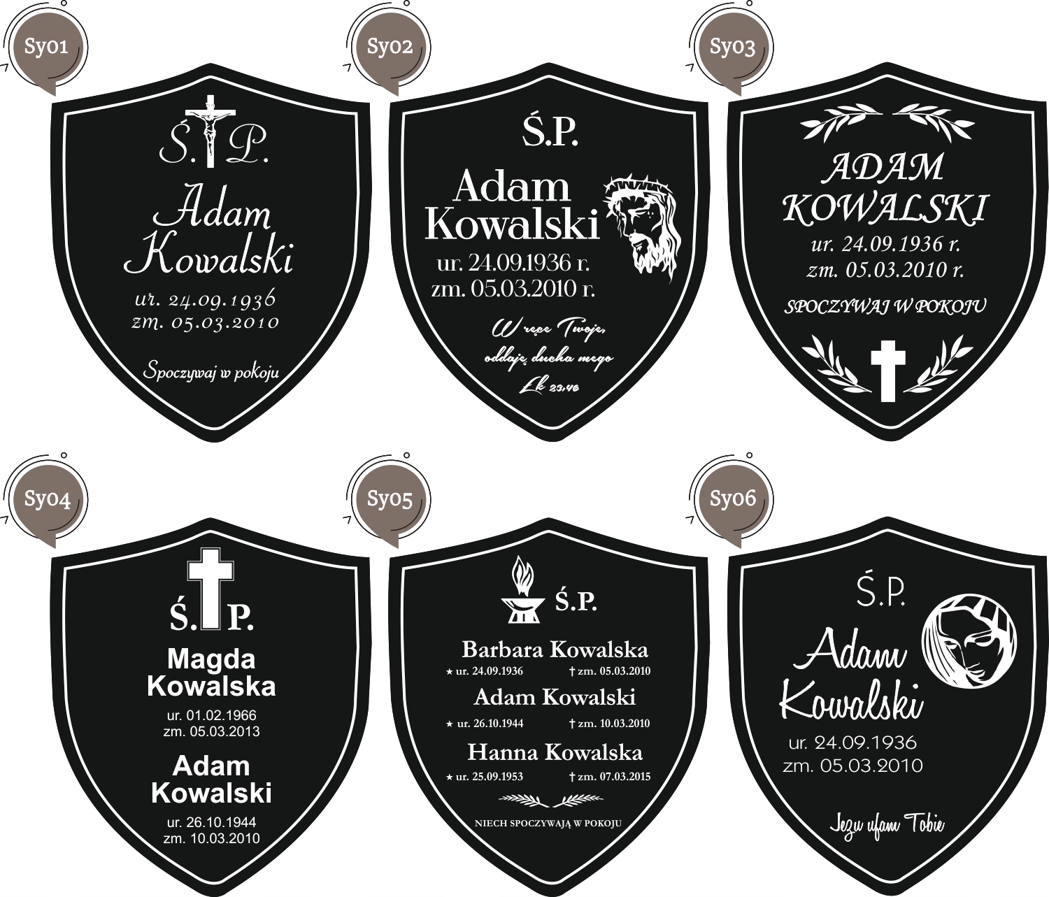 Tablica nagrobna tabliczka na KRZYŻ GRÓB ŚP