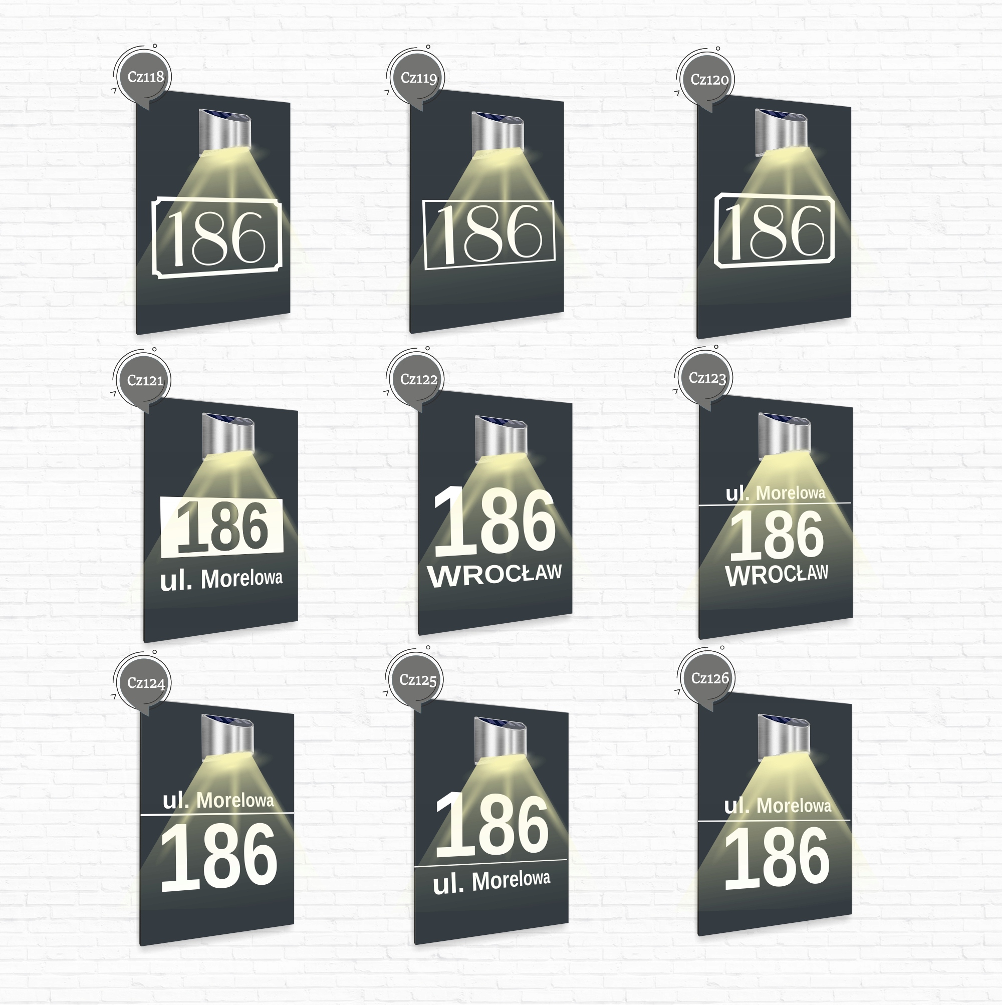 antracyt TABLICZKA lampka solarna ADRESOWA strzałka aluminiowa dibond 40x30