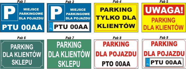 Miejsce parkingowe TABLICA PCV parking dla numer auta