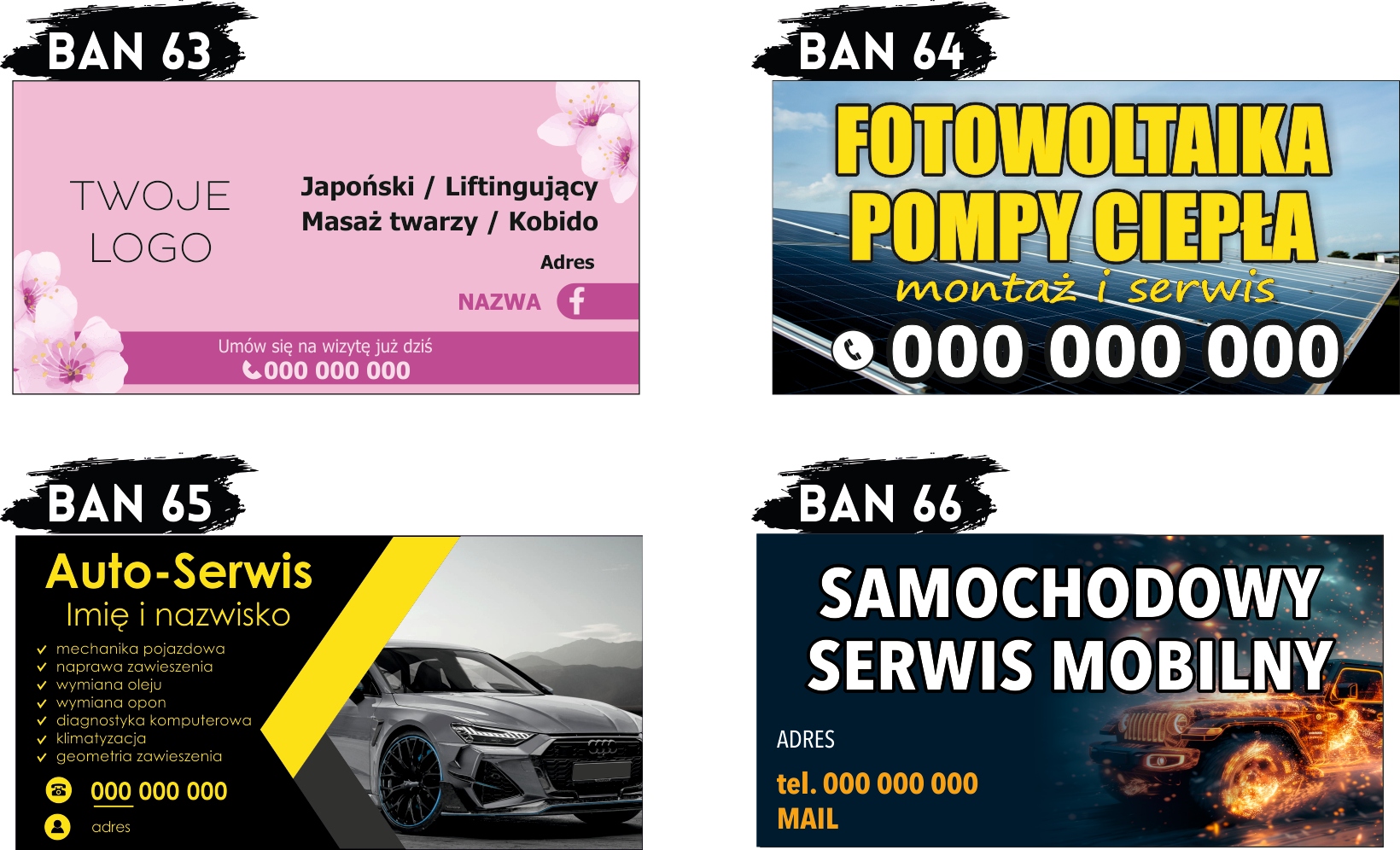 BANER OCZKOWANY reklamowy 100x50 cm różne wzory MECHANIK ELEKTRYK plandeka