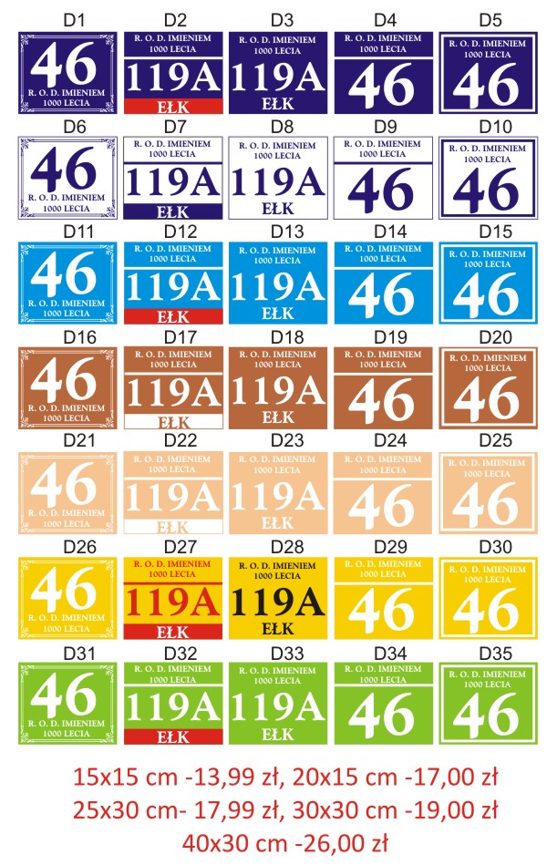 TABLICA ADRESOWA tabliczki adresowe numer domu