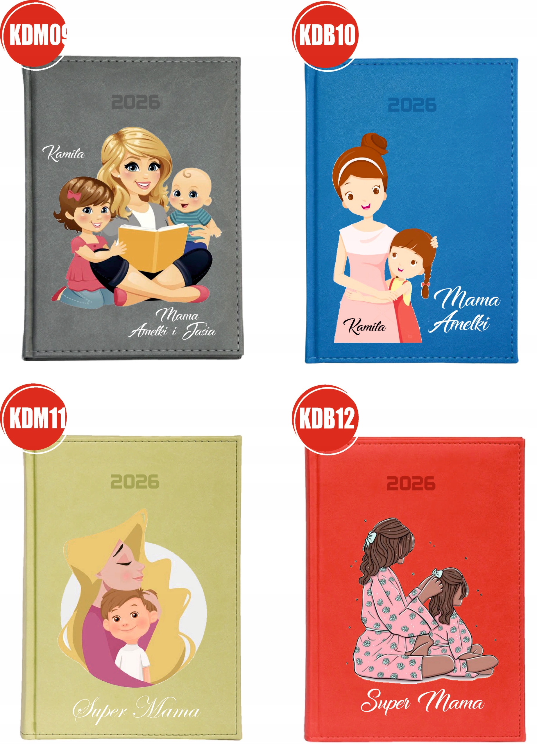 KALENDARZ A5 2026 DZIENNY KSIĄŻKOWY Z NADRUKIEM prezent dla mamy z imieniem