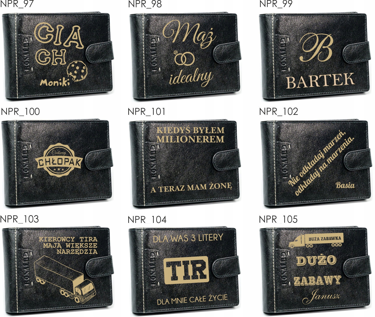 Portfel męski z grawerem NAPISEM PREZENT dla niego