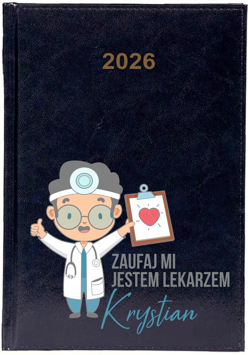 Kalendarz A5 2026 tygodniowy KSIĄŻKOWY PREZENT DLA LEKARZA Z IMIENIEM