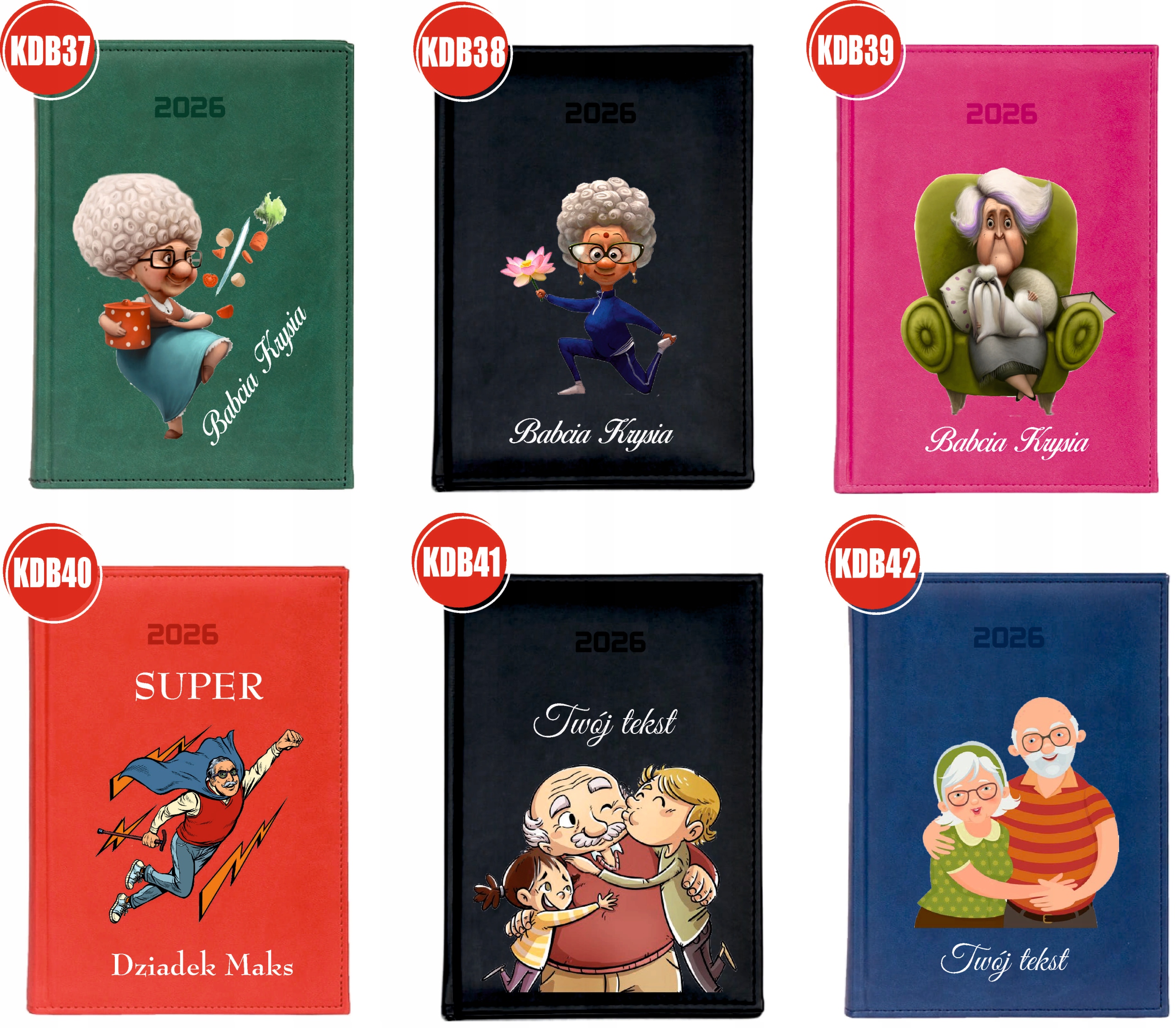 PERSONALIZOWANY PLANER kalendarz A4 2026 TYGODNIOWY babcia i dziadek