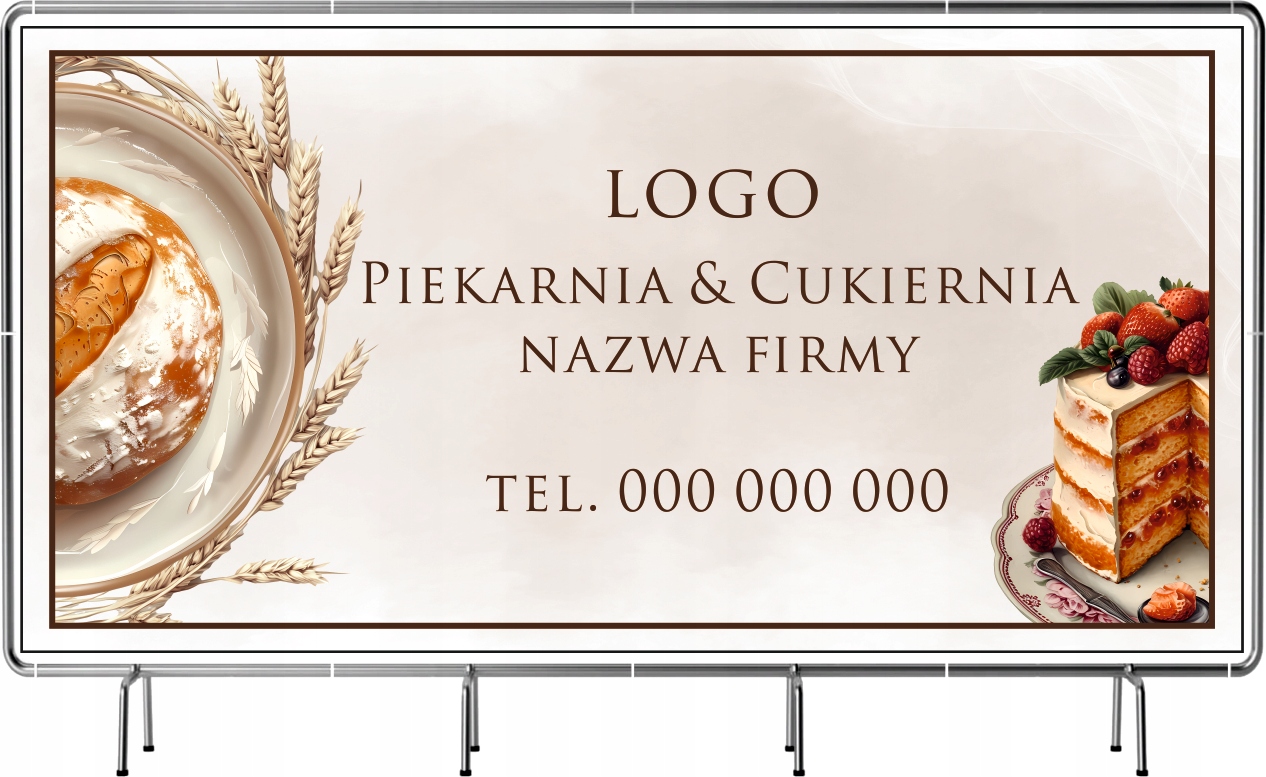200x100 cm - Baner reklamowy oczkowany Piekarnia, cukiernia