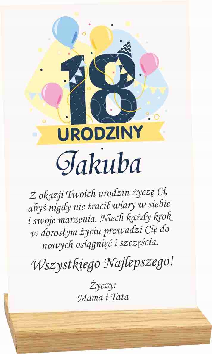 STATUETKA RAMKA życzenia z okazji urodzin spersonalizowany prezent nadruk