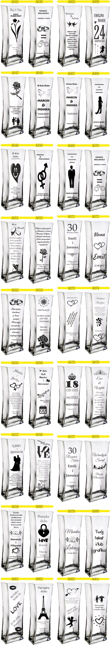 Wazon z grawerem podziękowania, ślub, rocznice