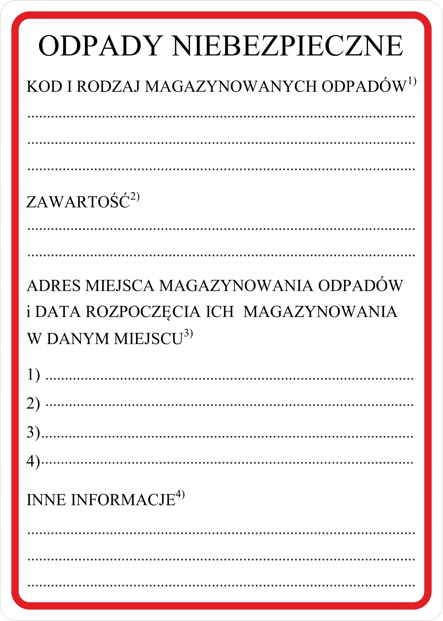 ODPADY NIEBEZPIECZNE naklejki na folii Naklejka Etykieta FOLIA