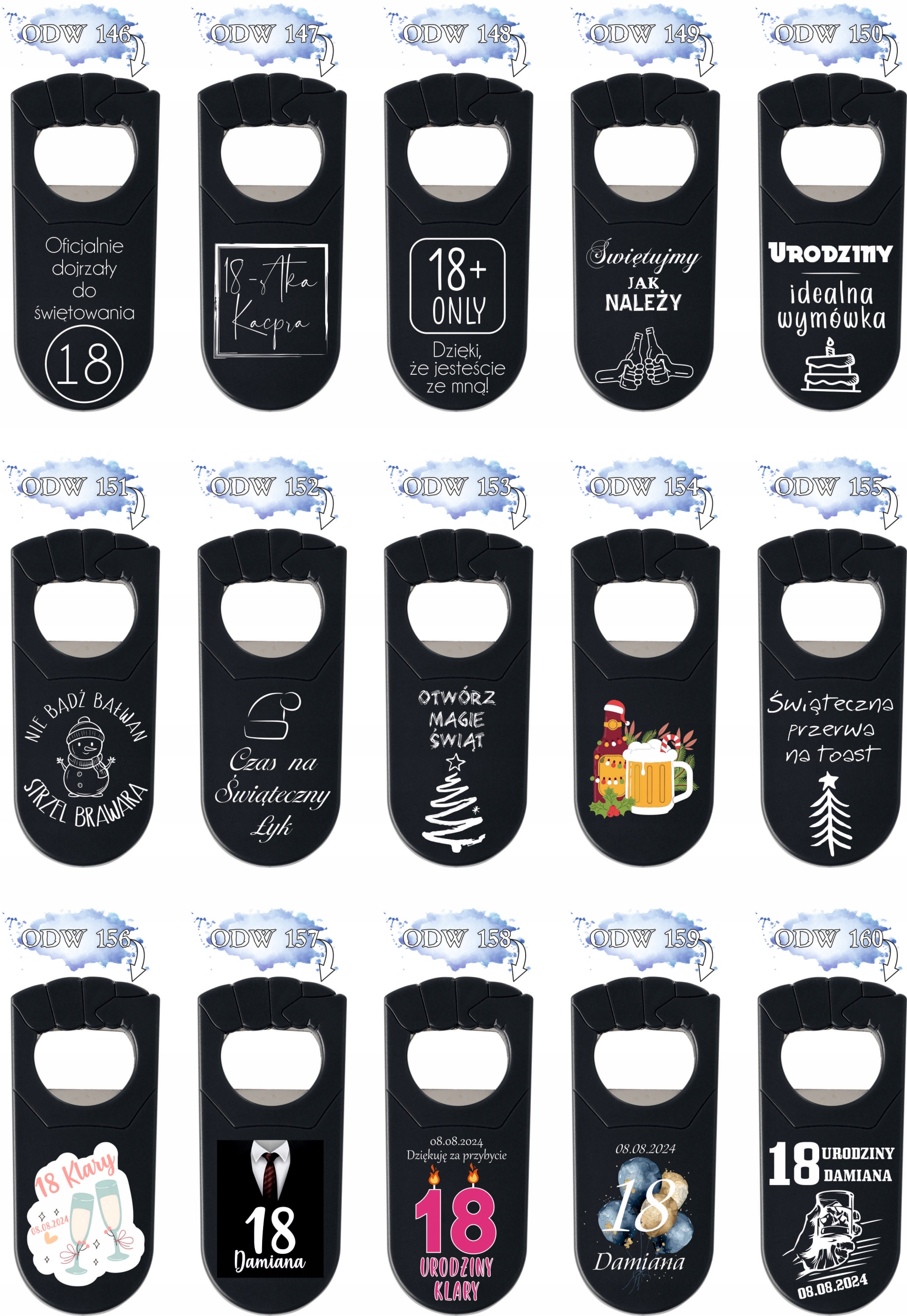 OTWIERACZ do piwa NADRUK UV podziękowanie na urodziny OSIEMNASTKĘ