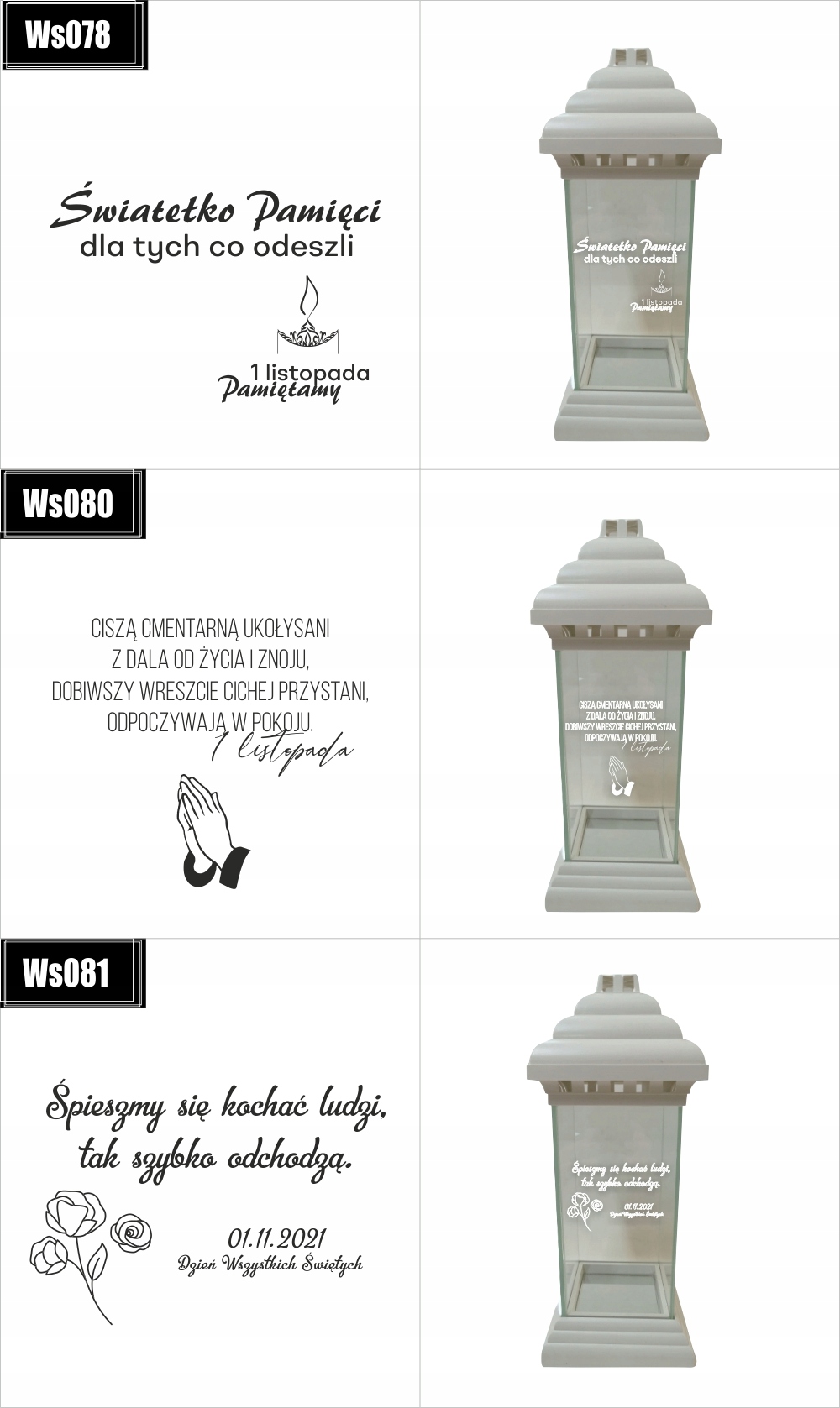 ZNICZ z grawerem dla Mamy Wszystkich Świętych