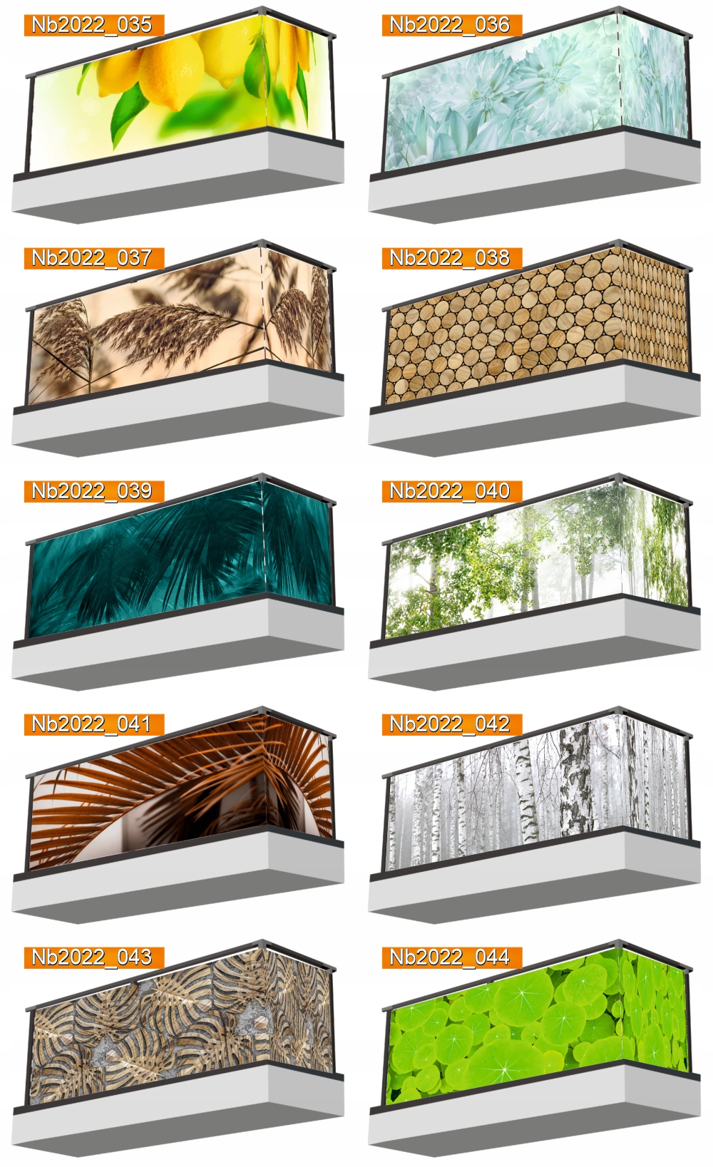 Osłona balkonowa zieleń motywy roślinne liście MATA BALKONOWA OZDOBA BALKON