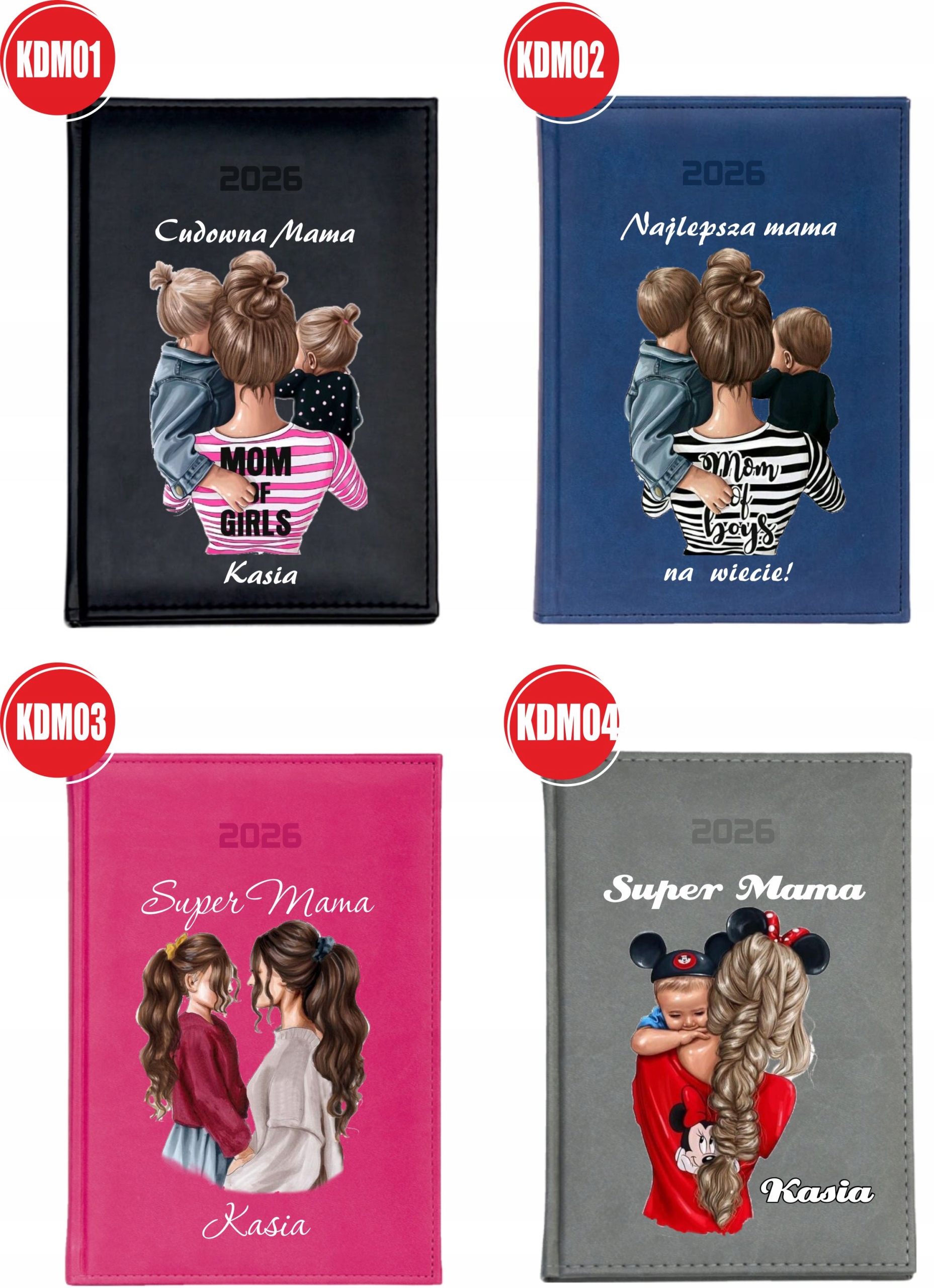 KALENDARZ A4 2026 DZIENNY Z NADRUKIEM PREZENT DLAV MAMY TWÓJ NAPIS