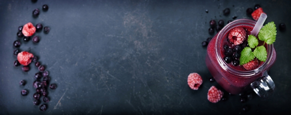 FOTOTAPETA kuchenna OWOCE SMOOTHIE MALINY