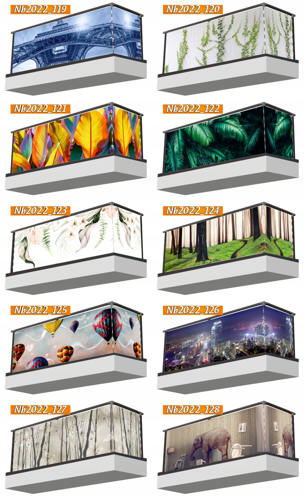 Osłona balkonowa zieleń motywy roślinne liście MATA BALKONOWA OZDOBA BALKON