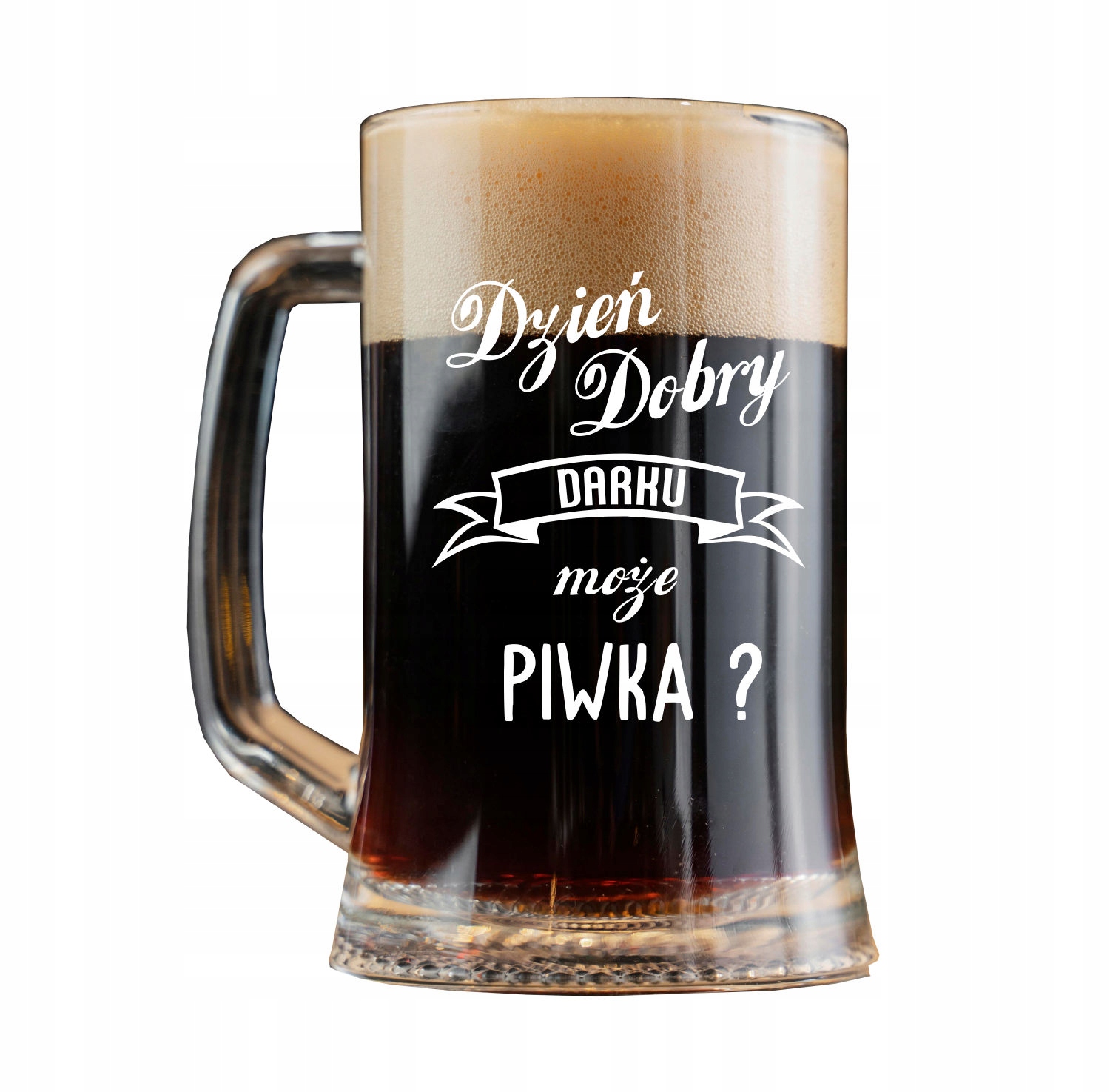 duży szklany KUFEL do Piwa PREZENT dla męża chłopaka taty z grawerem