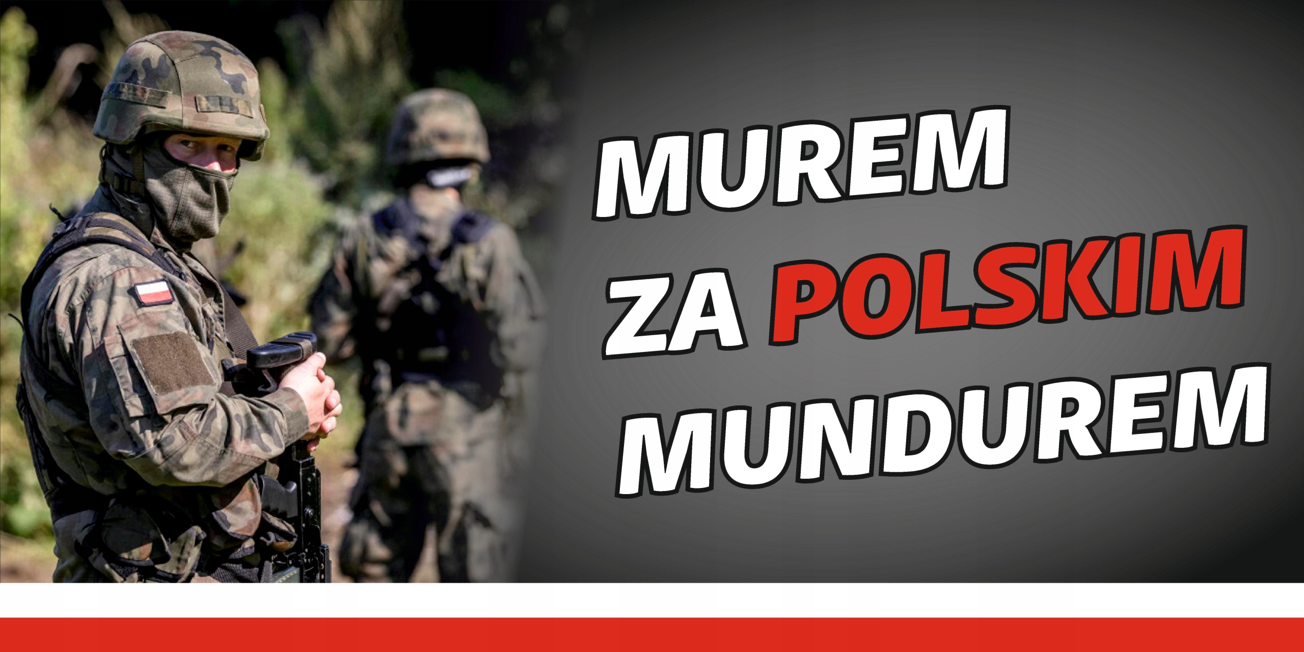 Baner oczkowany ŚWIĘTO WOJSKA POLSKIEGO 2 x 1 m MUREM ZA POLSKIM MUNDUREM