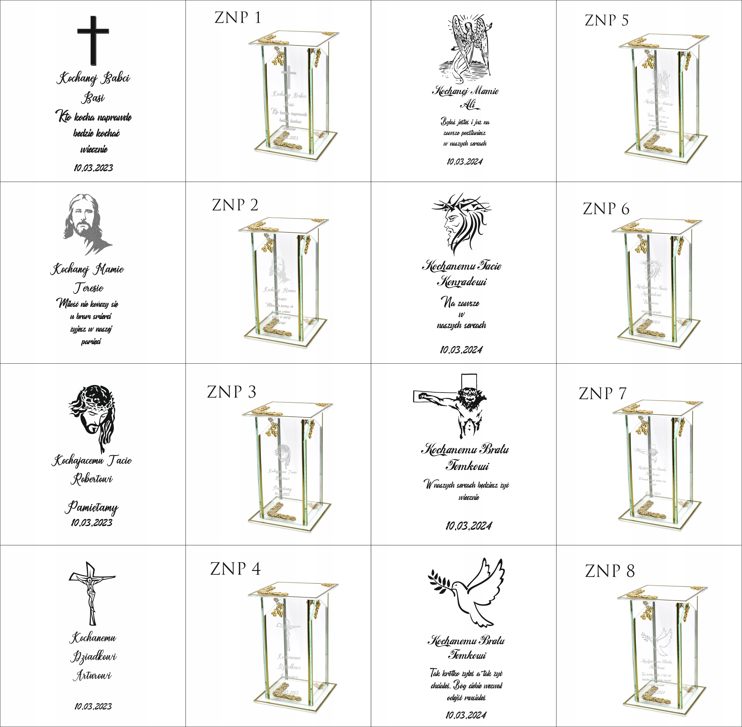 Ekskluzywny znicz szklany złoto biały PERSONALIZOWANY GRAWER dla SZWAGIERKI