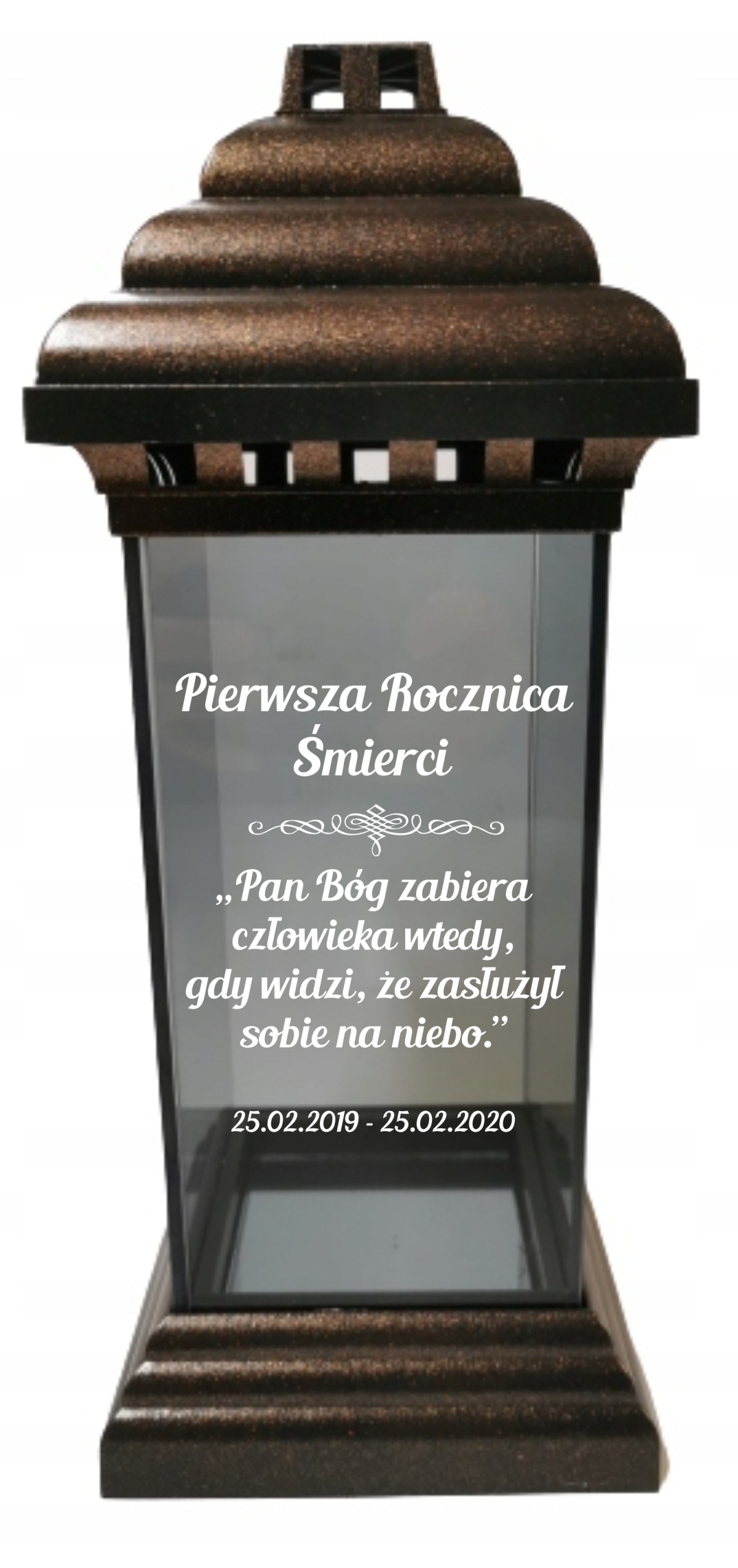 ZNICZ LAMPION dedykacja GRAWEREM rocznica śmierci