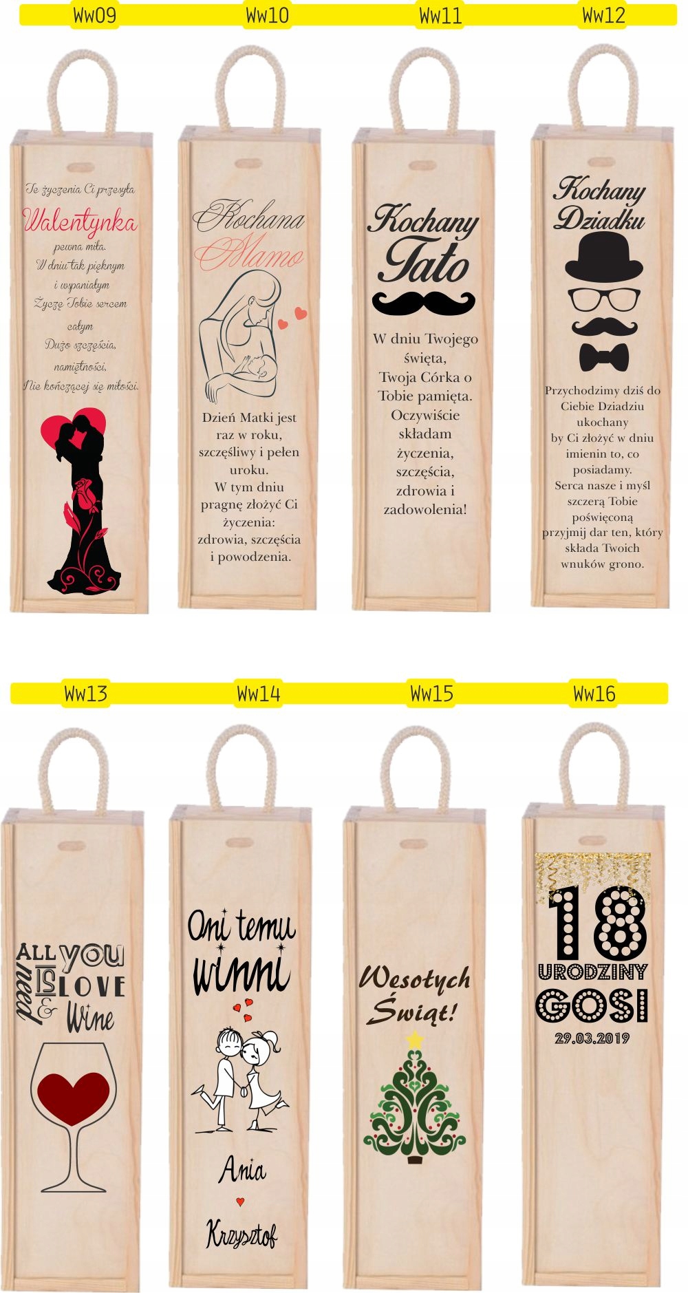 nadruk uv SKRZYNKA NA WINO prezent na 18-tke osiemnastkę