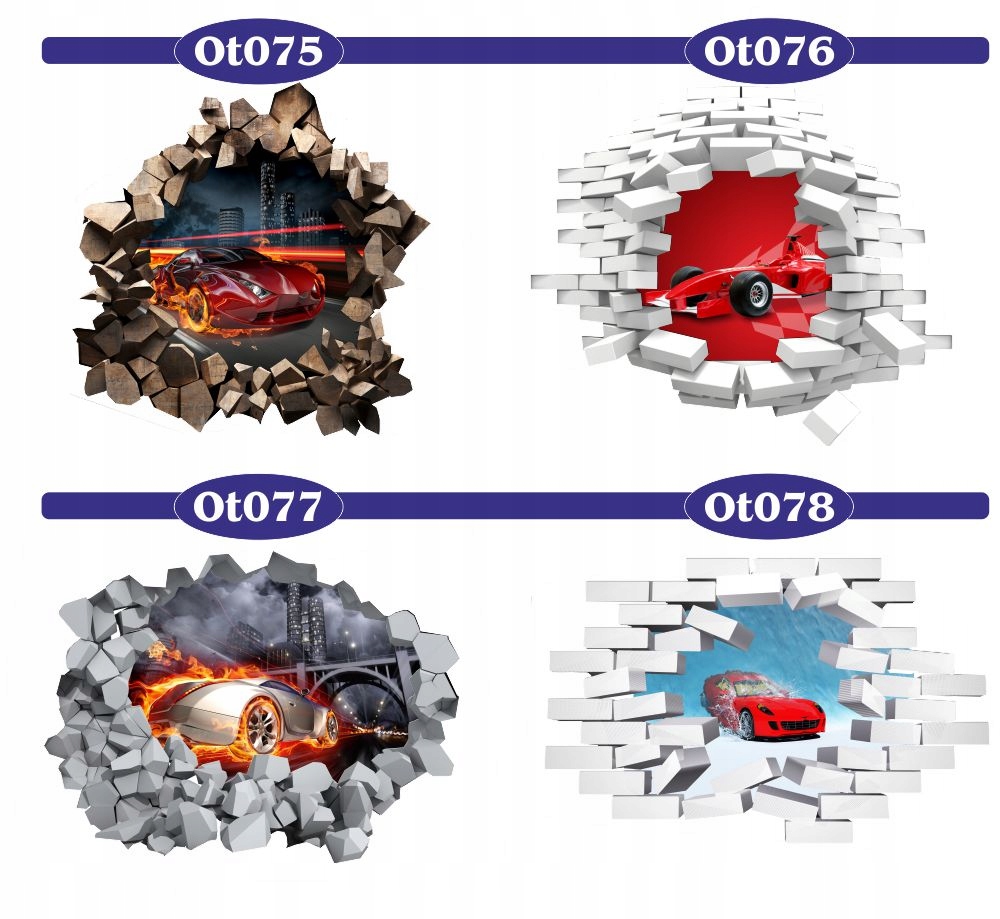 Naklejka samoprzylepna 3D postacie bajkowe dziura