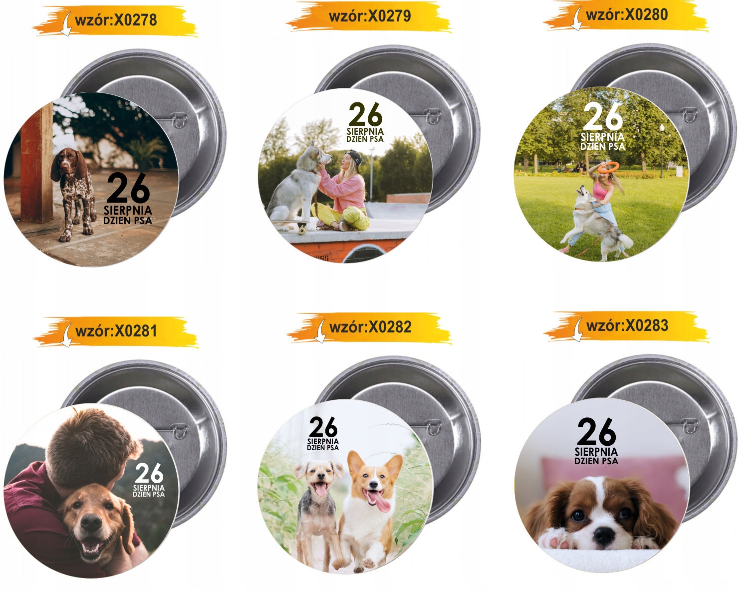 Przypinki buttony HIT DZIEŃ PSA z grafiką