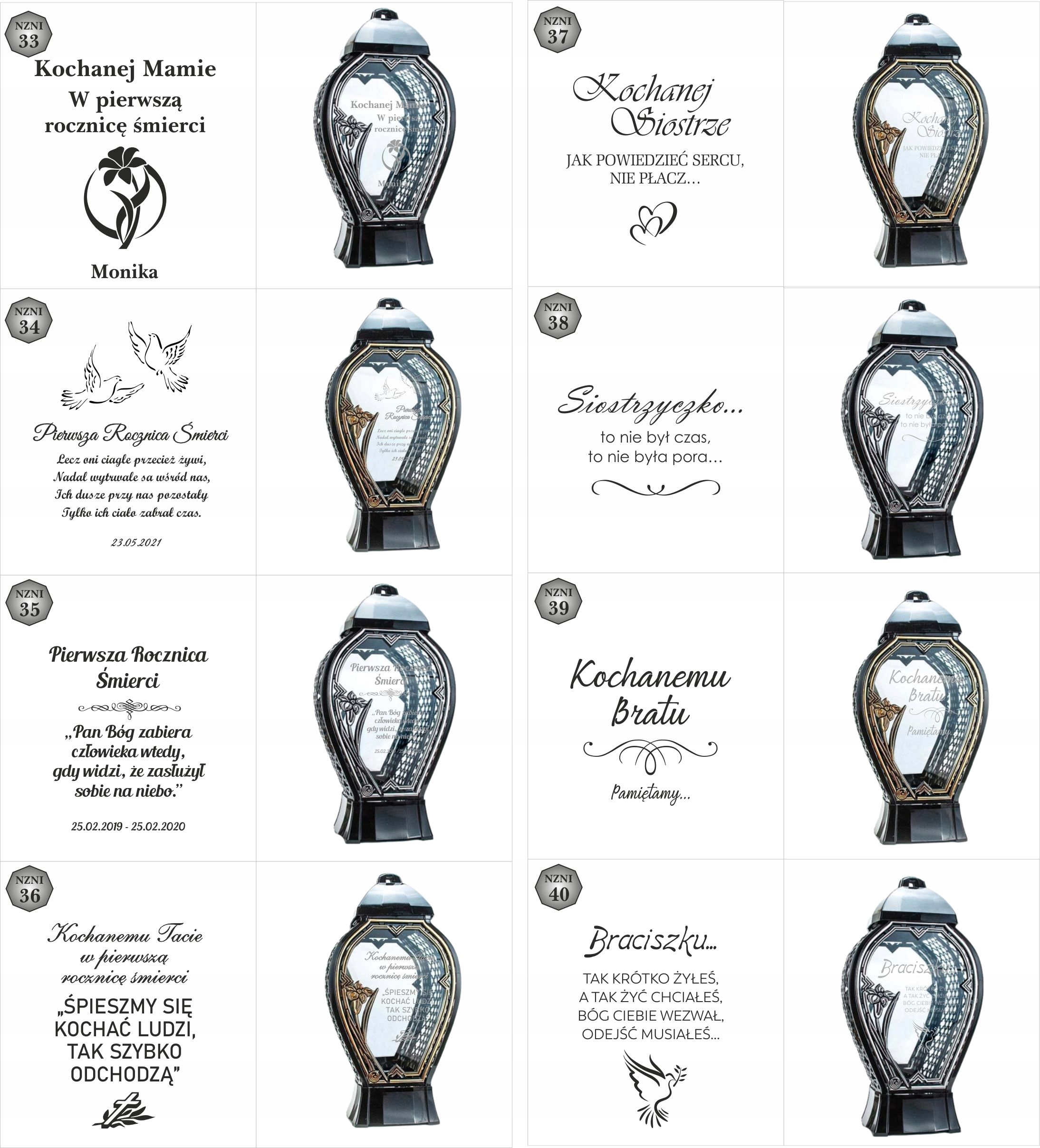 Latarenka nagrobna z imieniem i datą nowoczesny znicz wszystkich świętych