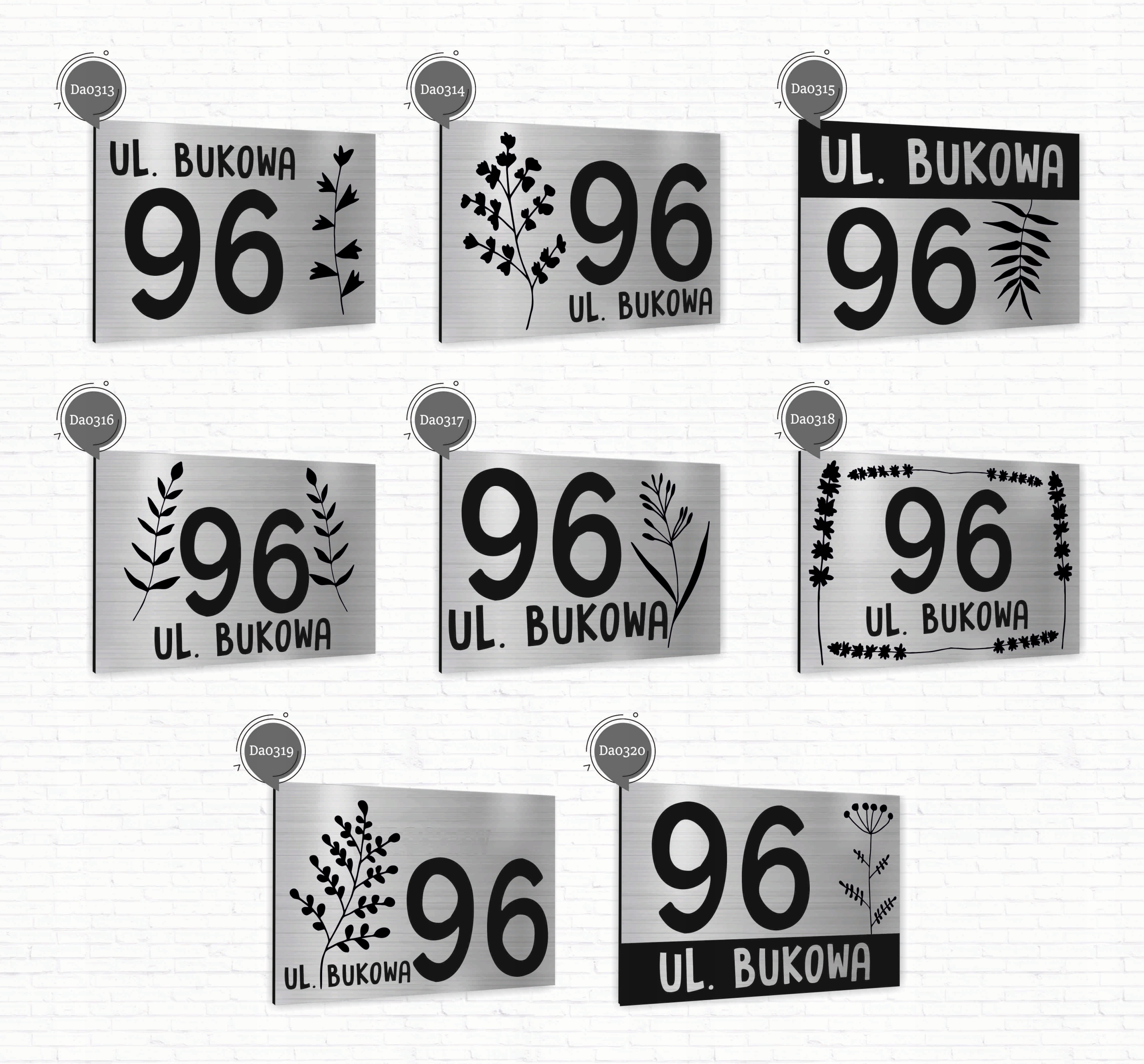 Tabliczka Tablica ADRESOWA srebrna DIBOND 20x15 numer domu ul. duży wybór