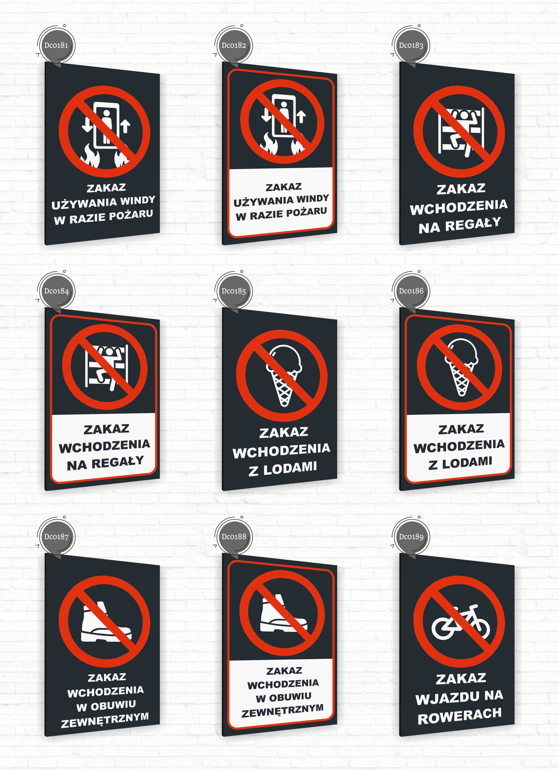 Tabliczka znak informacyjny 20x15 Antracyt ZAKAZ UŻYWANIA WINDY POŻAR