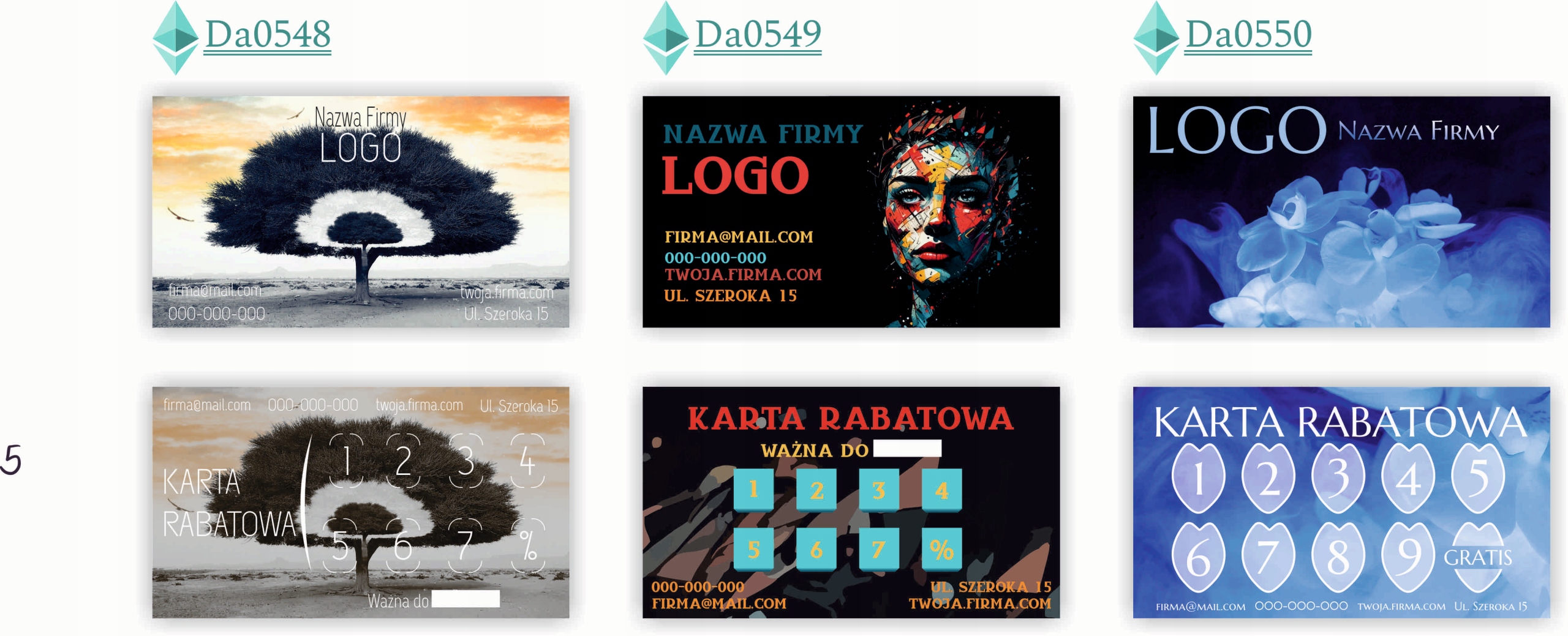 Karty stałego klienta RABATOWE 120 szt TWOJE LOGO nazwa firmy OCEANARIUM