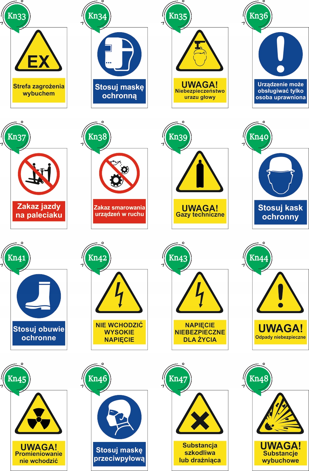Naklejki na maszyny BHP UWAGA ELEMENTY RUCHOME MASZYNY - 10 szt.
