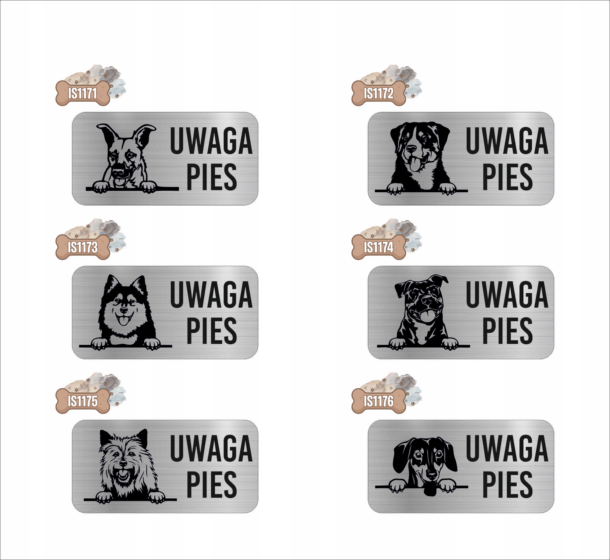 GRAWER Tabliczka nierdzewna laminat 20x10 cm UWAGA PIES PUDEL PUDELEK