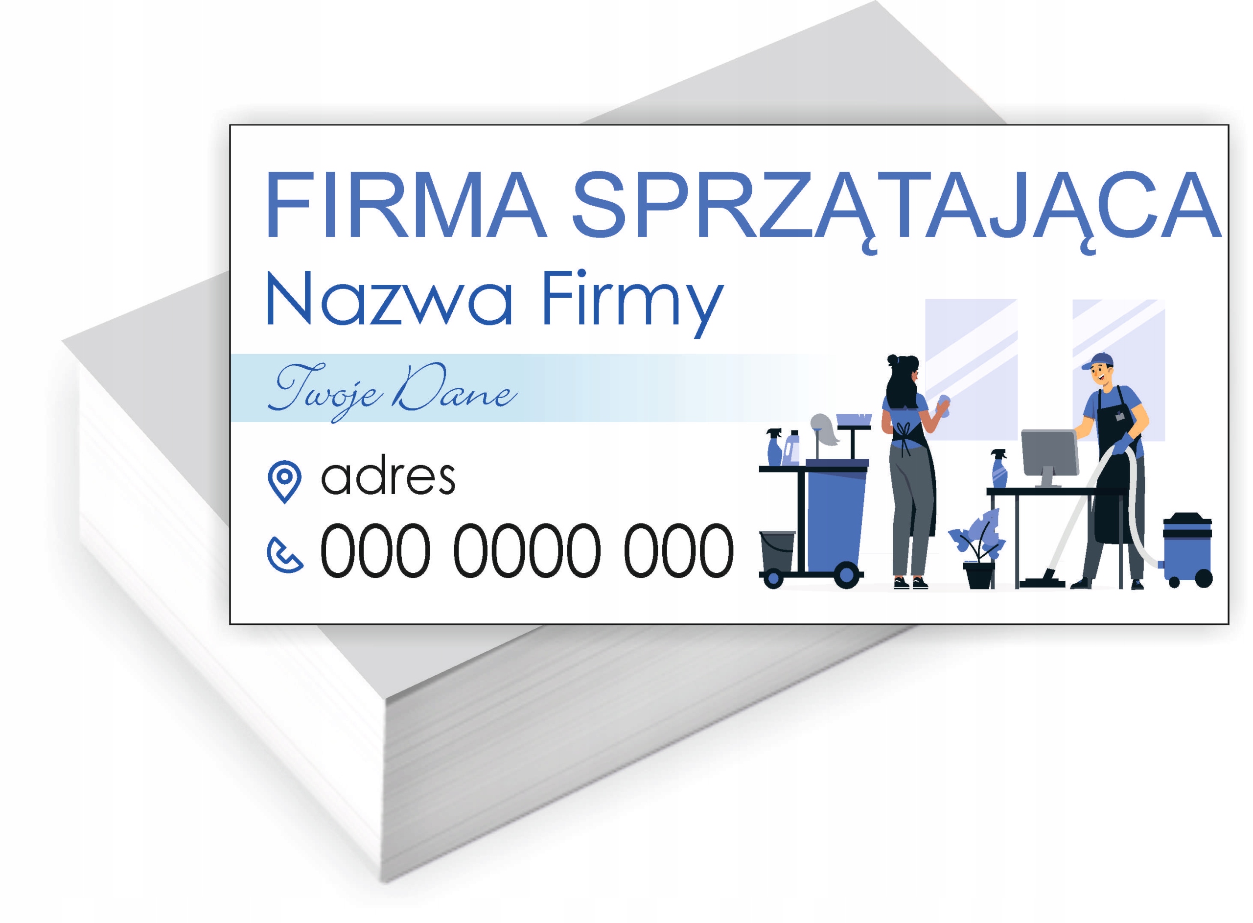 Wizytówki firmowe reklamowe 100szt różne wzory duży wybór FIRMA SPRZĄTAJĄCA