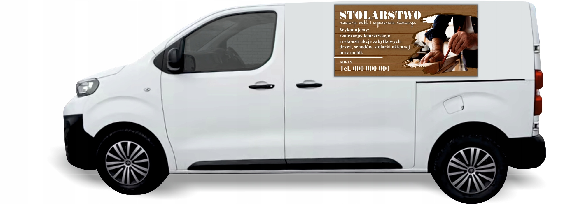 Naklejka Folia na samochód auto reklamowa STOLARSTWO RÓŻNE WZORY