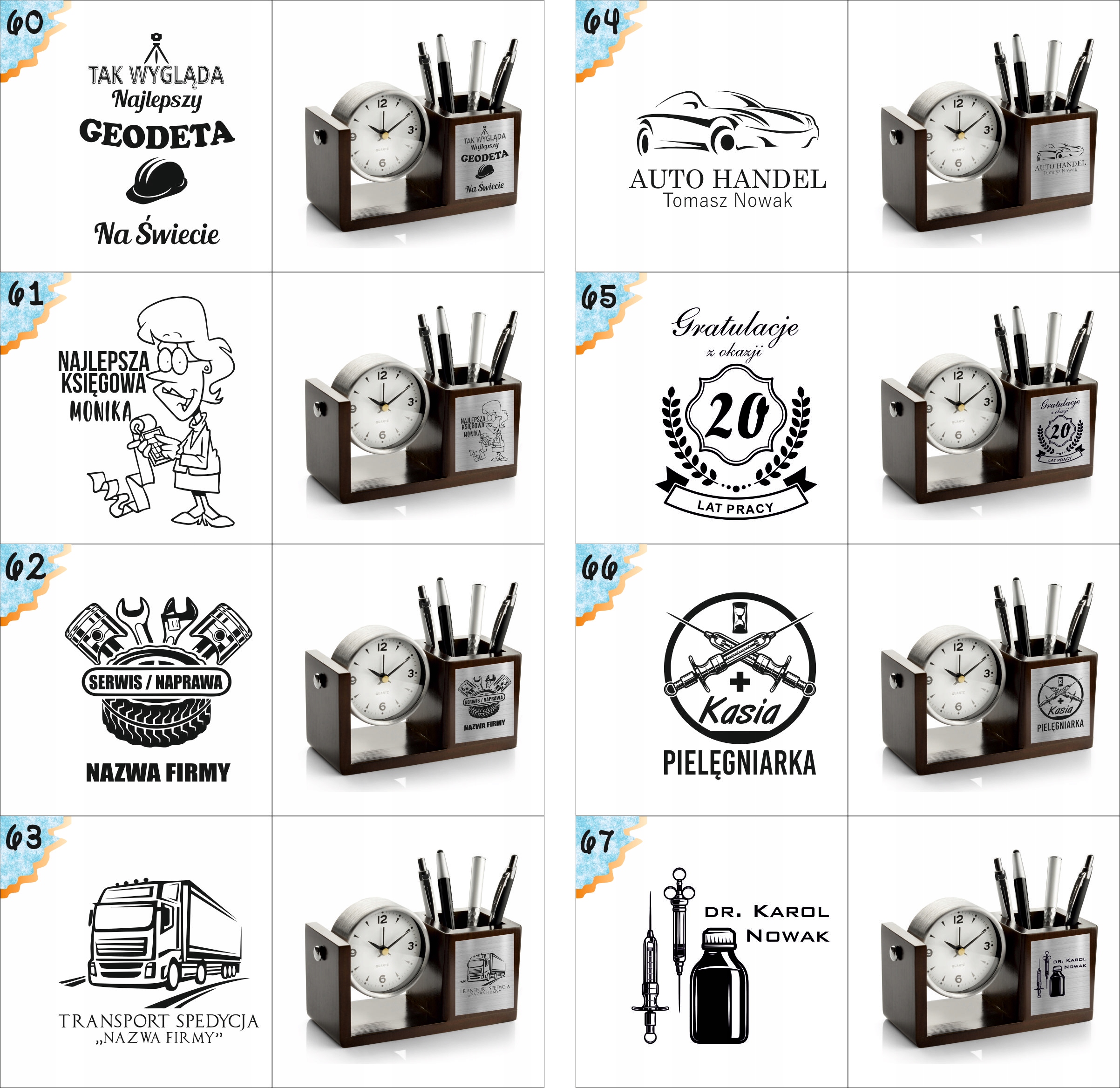 Nowoczesny przybornik z zegarem z Twoim tekstem imieniem DLA KSIĘGOWEJ