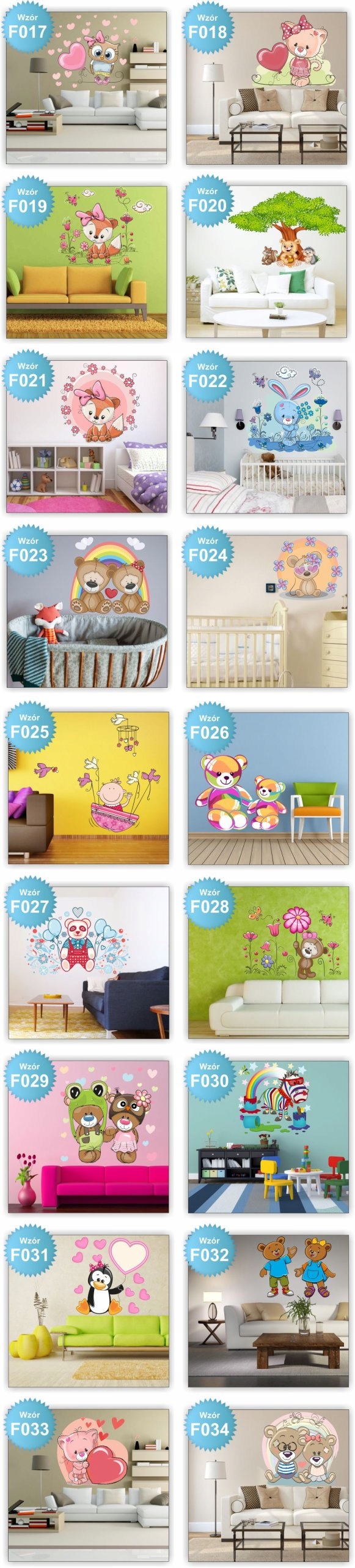 NAKLEJKA samoprzylepna zebra tęcza misie ŁADNE