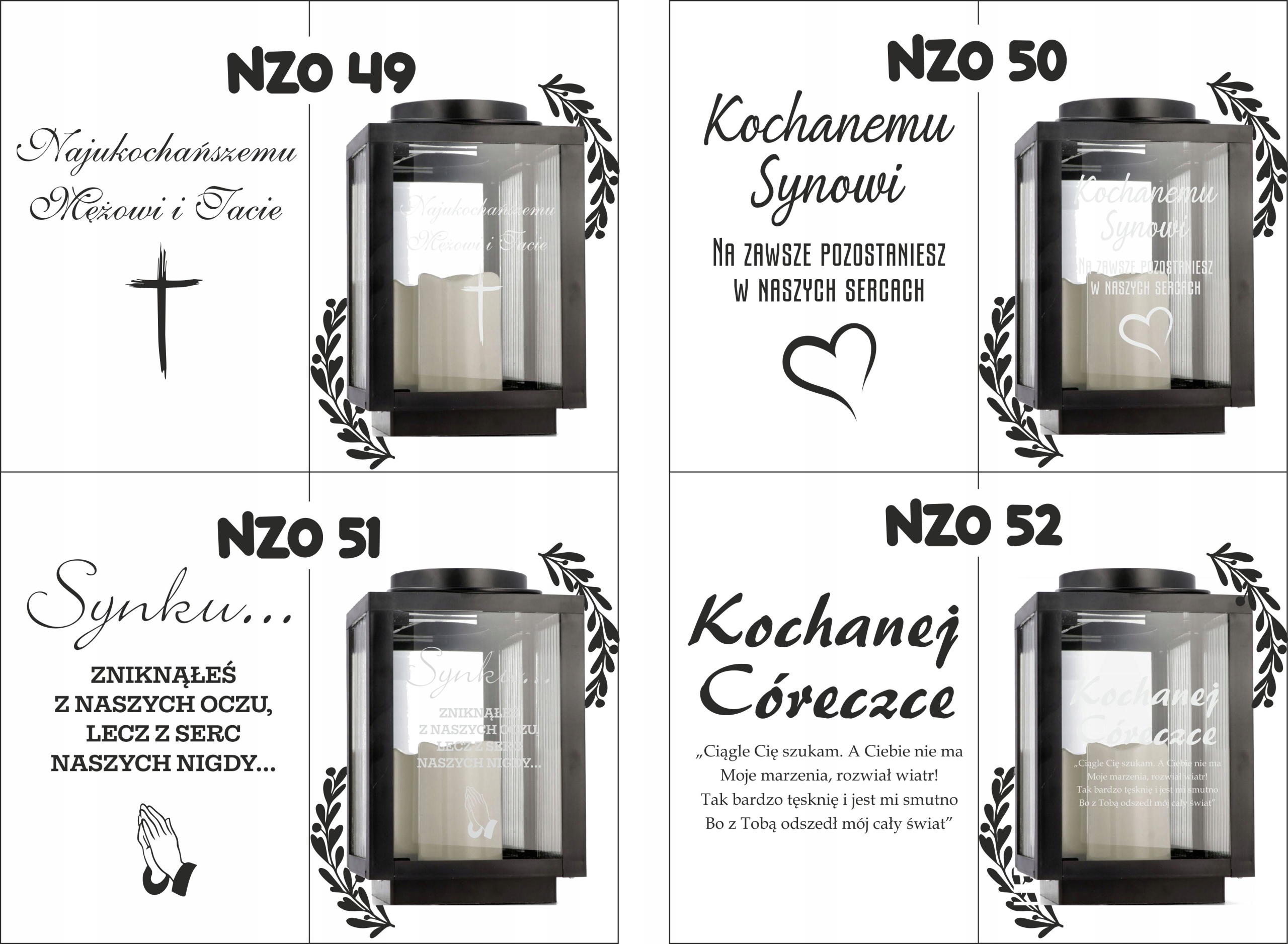 Znicz latarenka na grób z grawerem imię data dedykacja personalizowany wzór